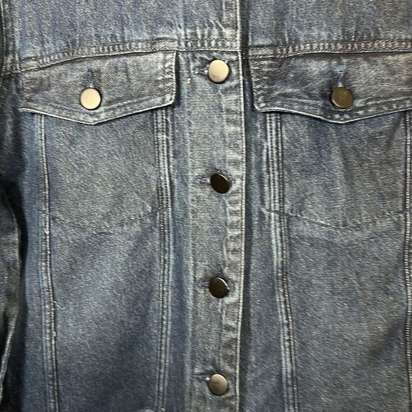 BISHOP + YOUNG Women’s Raw Hem Cropped Denim Jean Jacket Blue Size Medium - Picture 5 of 13